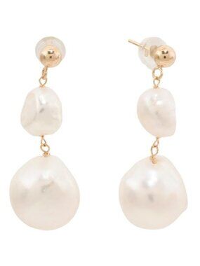 GEORG K Made In Usa 14kt Gold Freshwater Pearl Dangle Earrings